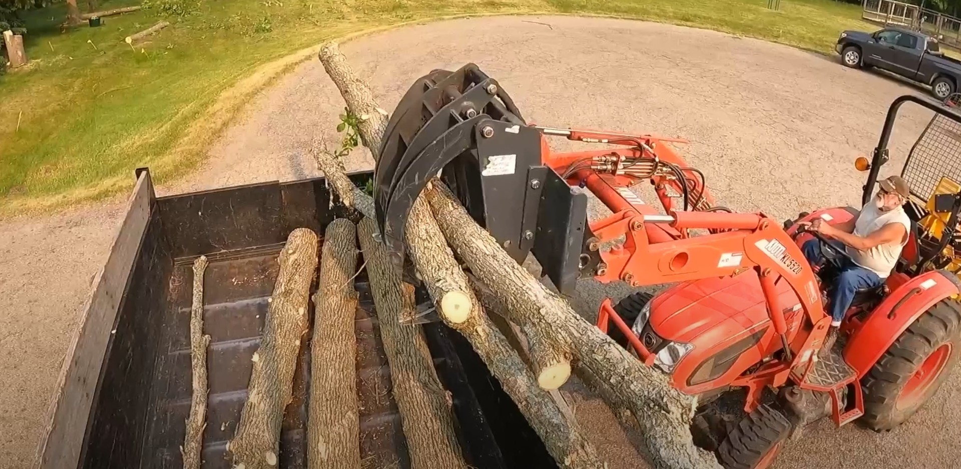 Professional log loading equipment handling cut tree sections Professional log loading equipment handling cut tree sections