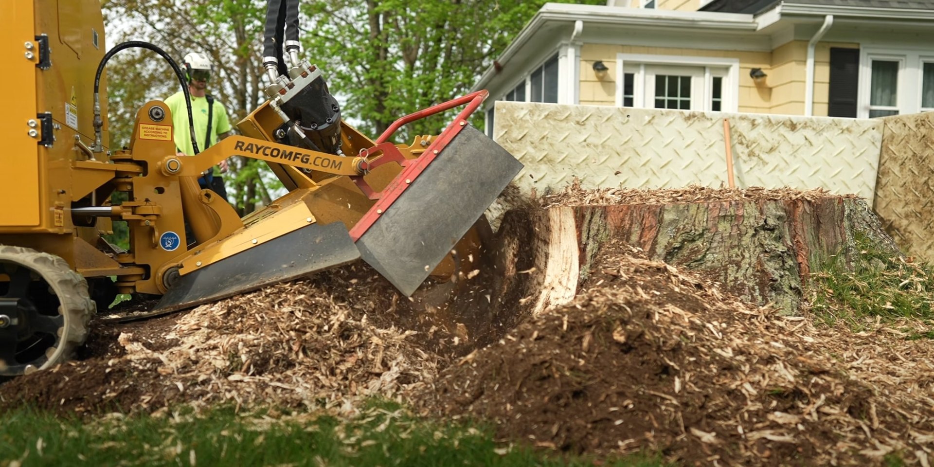 Professional stump grinding equipment removing tree stump Professional stump grinding equipment removing tree stump